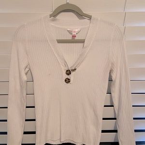 Button light cream colored long sleeve sweater